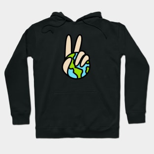 World Peace Planet Earth Symbol V Sign Hoodie